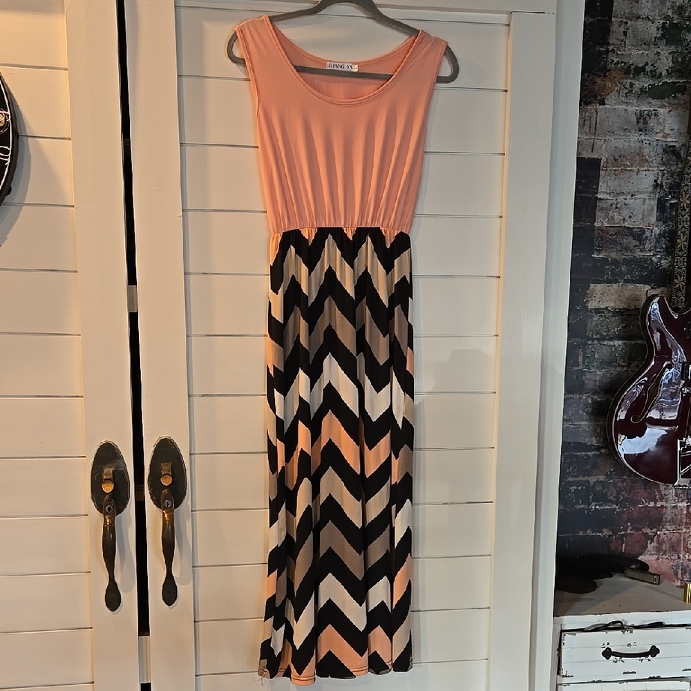Pink and Chevron Maxi Dress